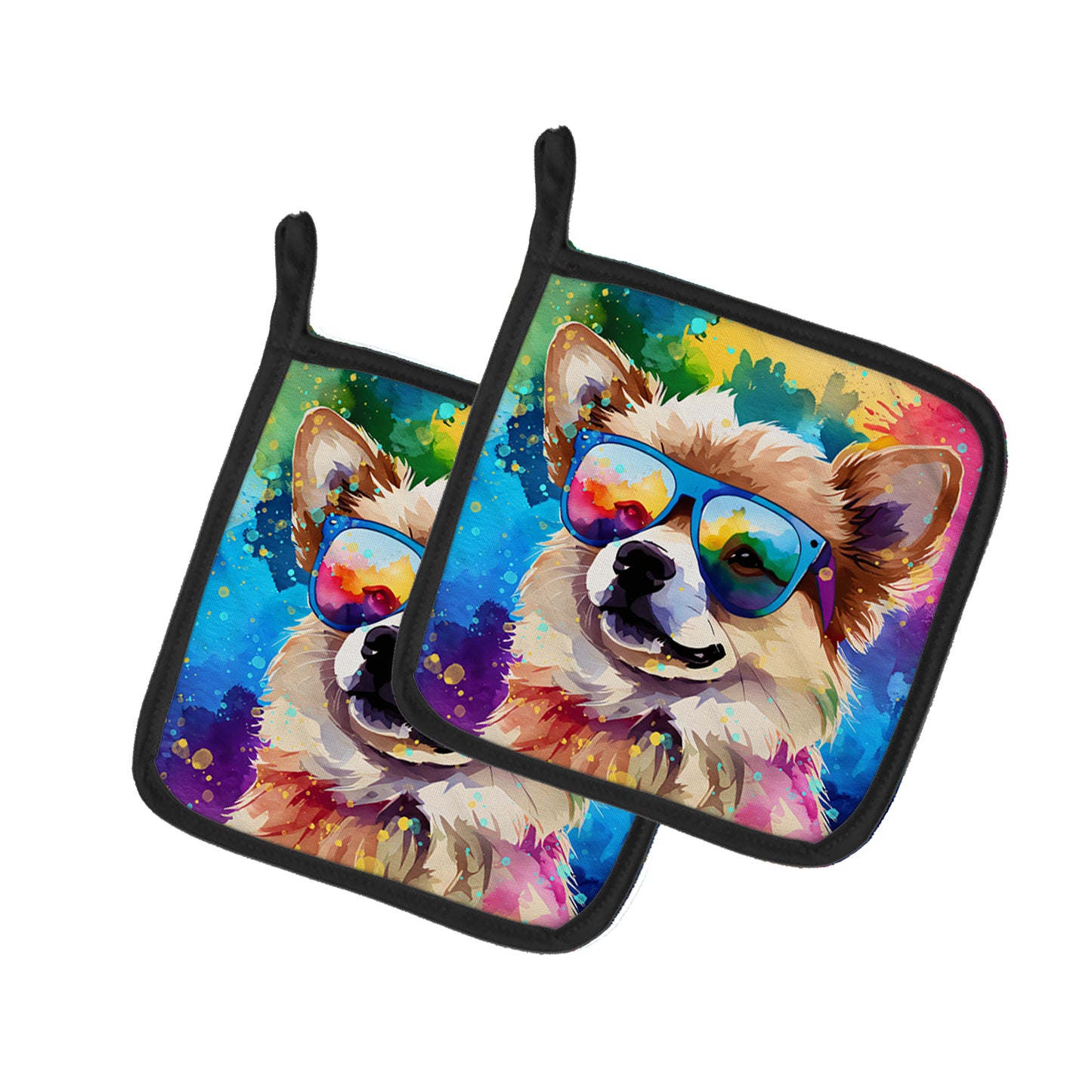 Buy this Pomeranian Hippie Dawg Pair of Pot Holders