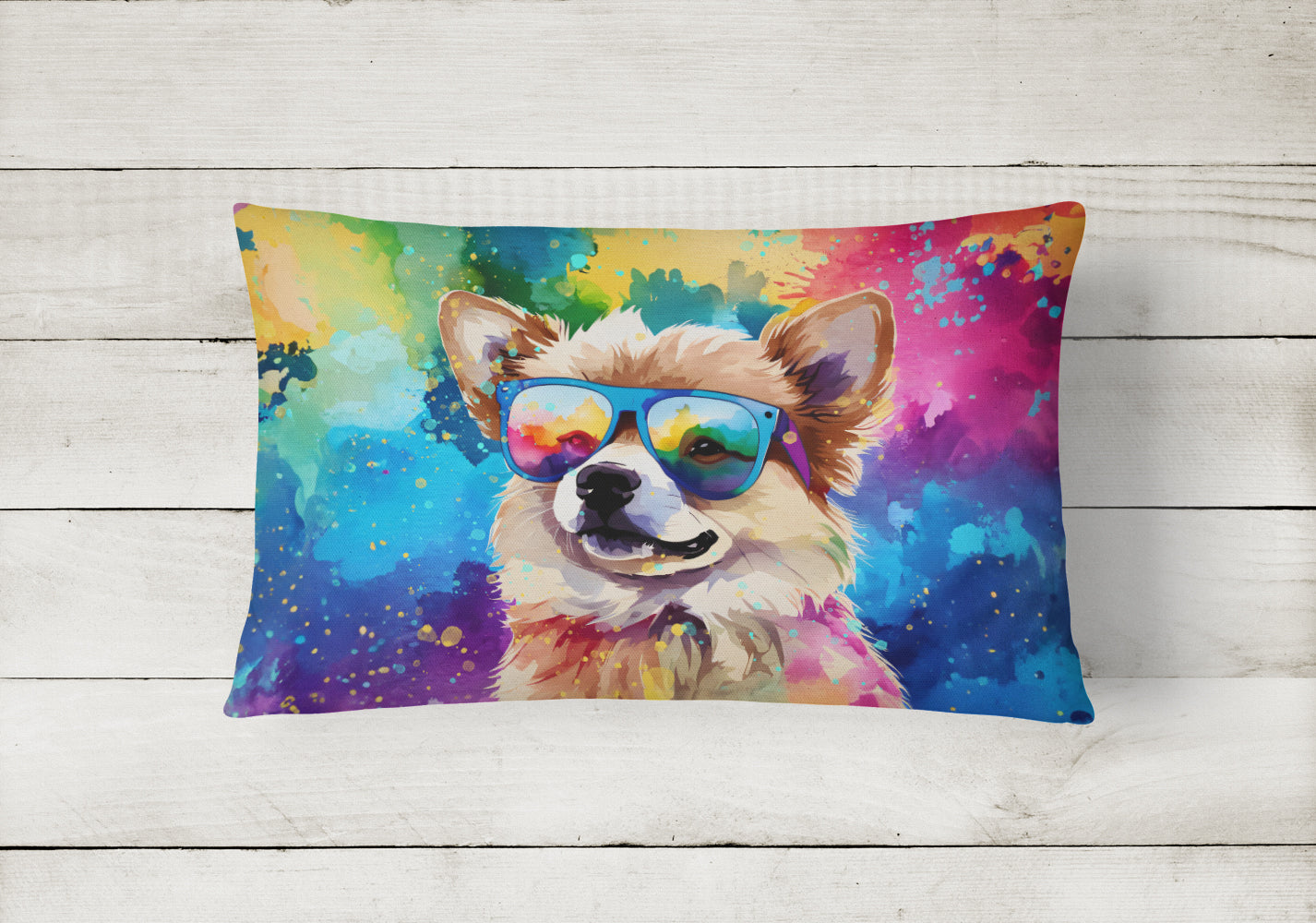 Pomeranian Hippie Dawg Throw Pillow