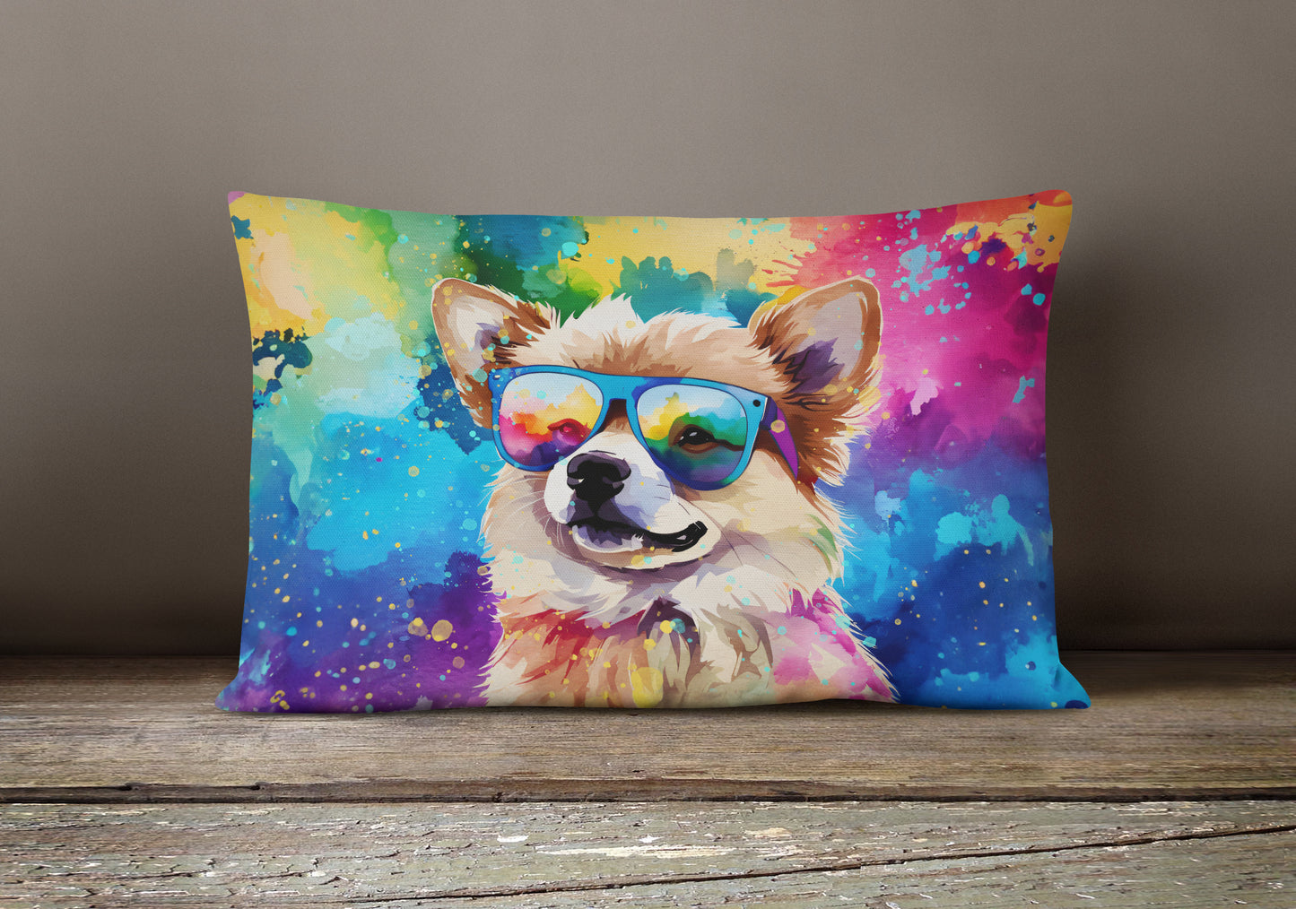 Pomeranian Hippie Dawg Throw Pillow