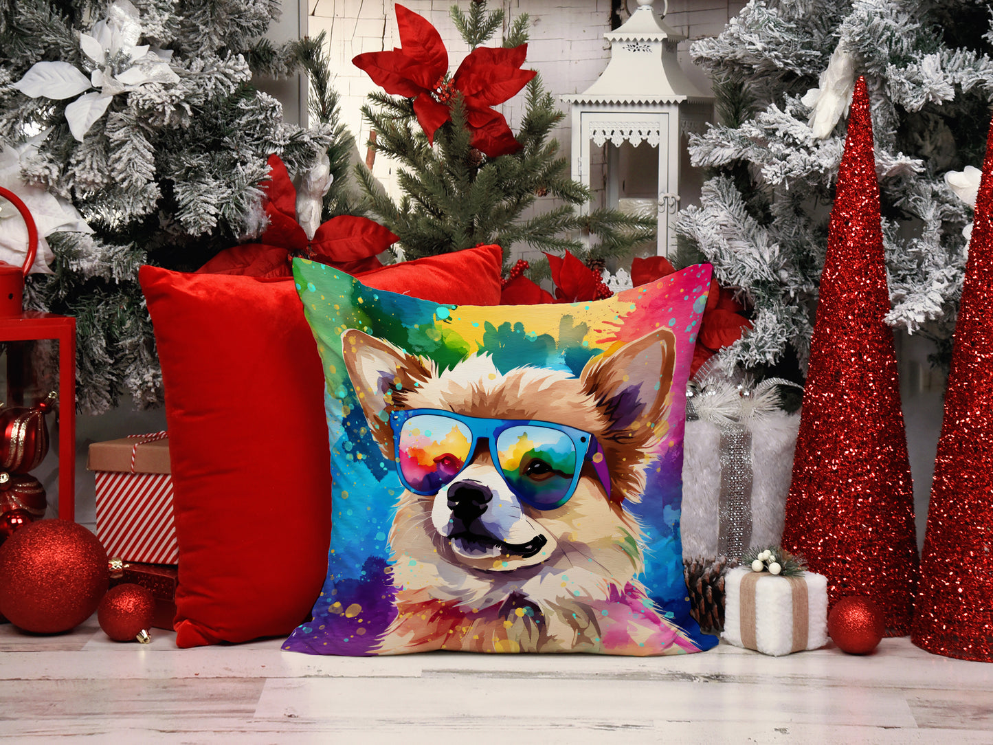 Pomeranian Hippie Dawg Throw Pillow