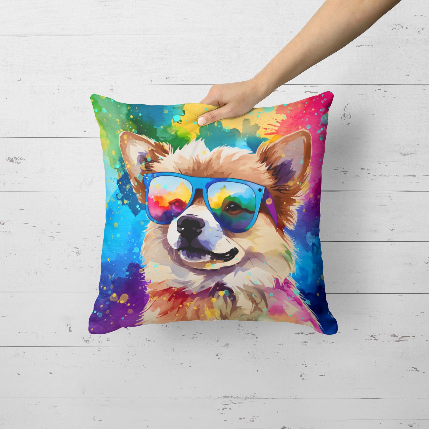 Pomeranian Hippie Dawg Throw Pillow