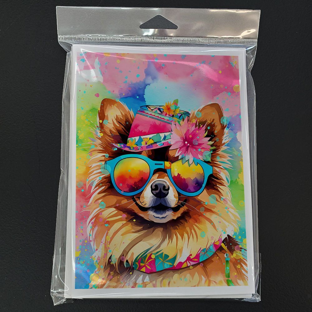 Pomeranian Hippie Dawg Greeting Cards Pack of 8