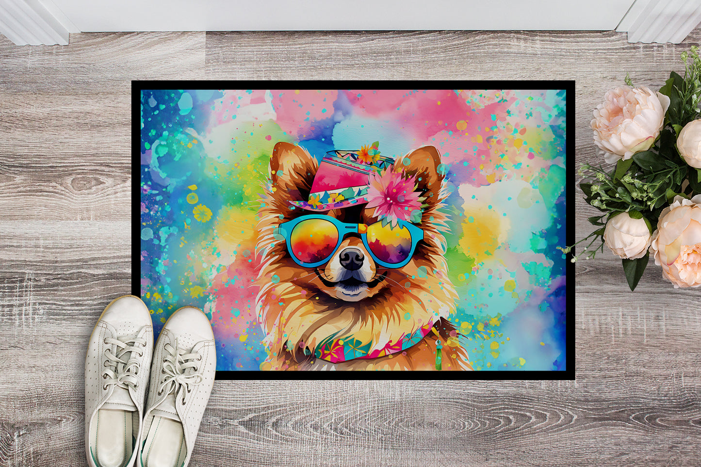 Pomeranian Hippie Dawg Doormat