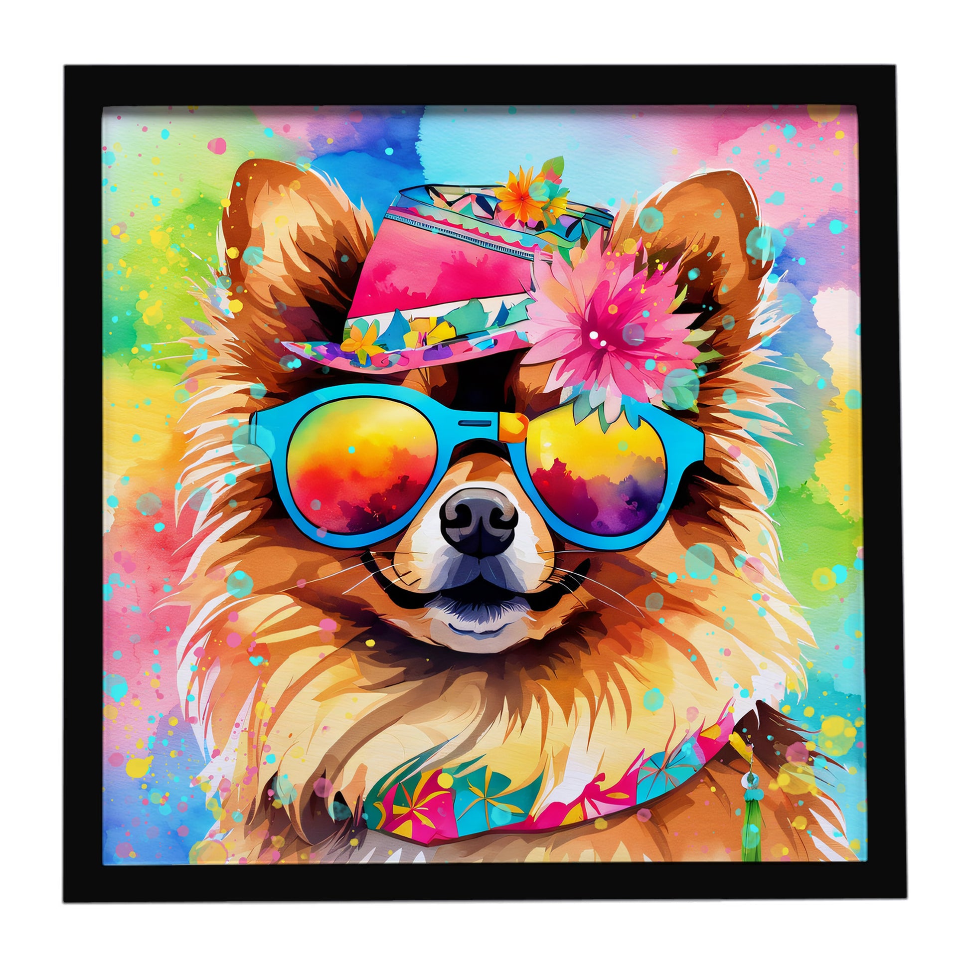 Buy this Pomeranian Hippie Dawg Framed Metal Print