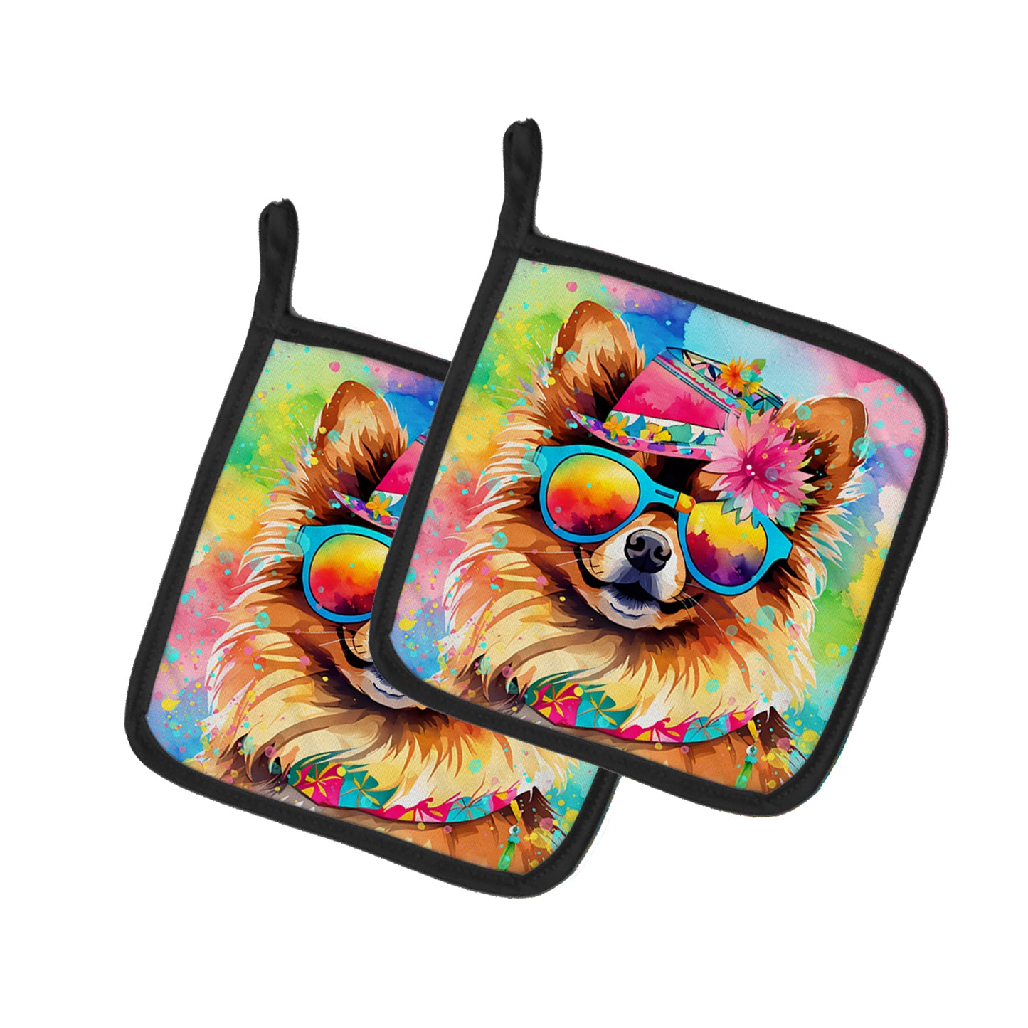 Buy this Pomeranian Hippie Dawg Pair of Pot Holders