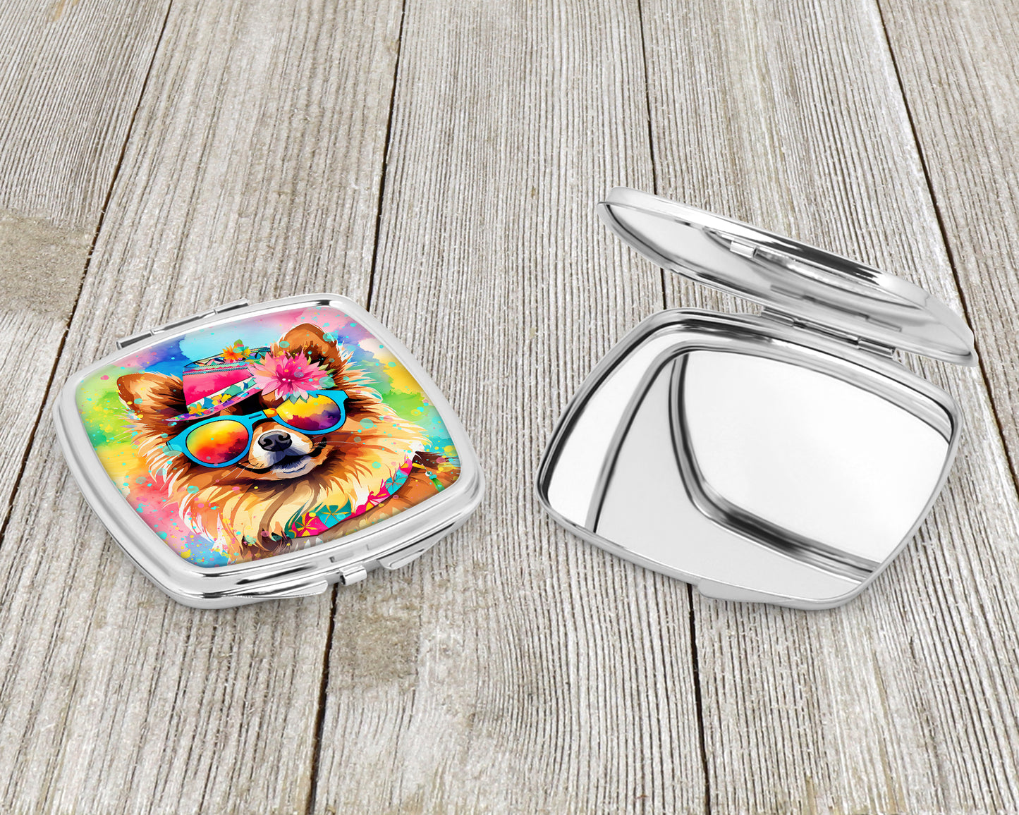 Pomeranian Hippie Dawg Compact Mirror