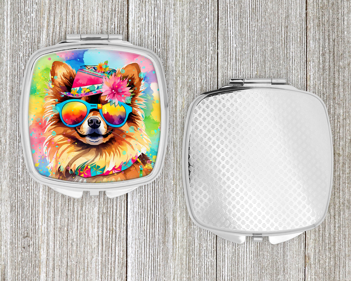 Pomeranian Hippie Dawg Compact Mirror