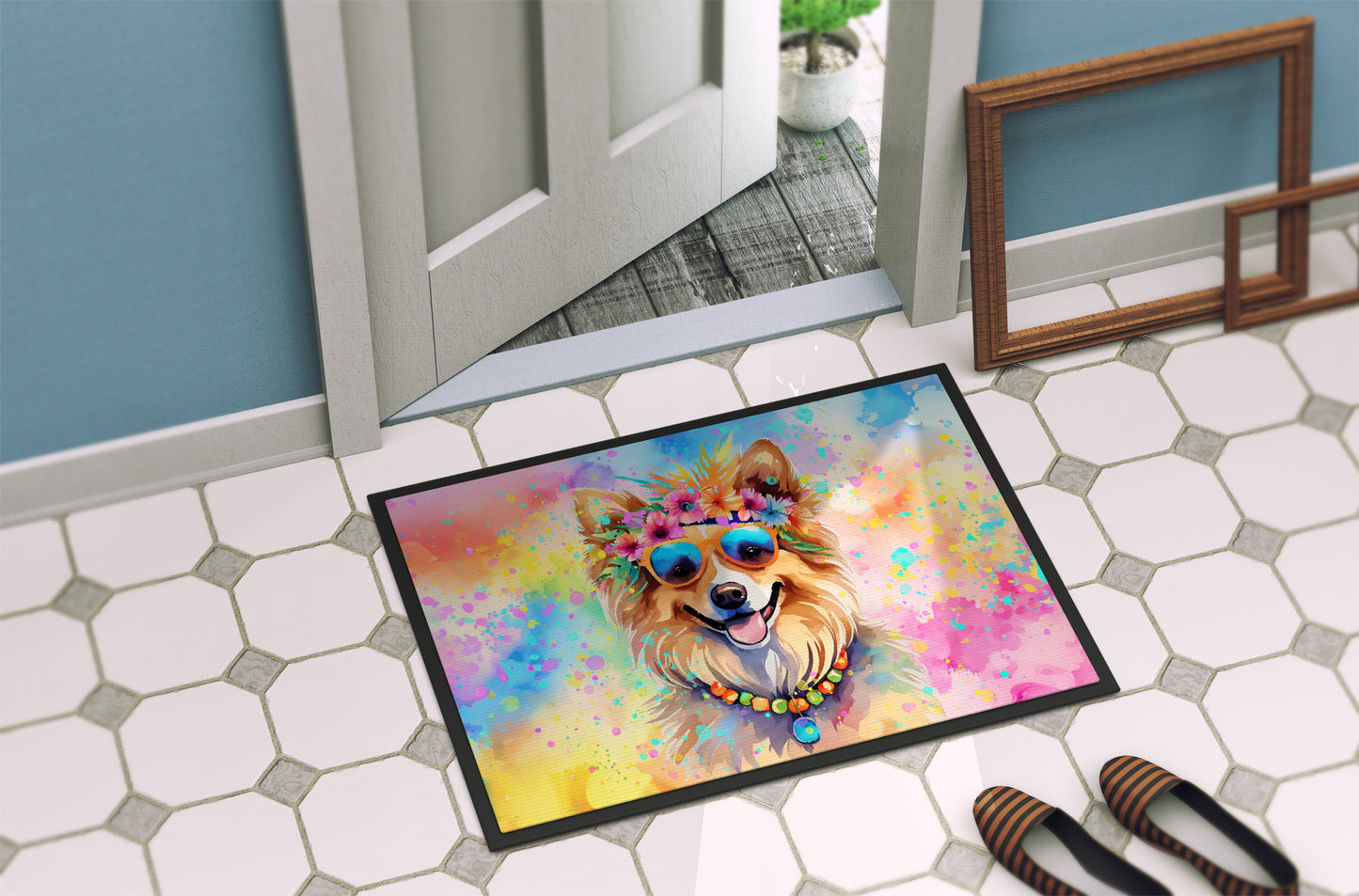 Pomeranian Hippie Dawg Doormat