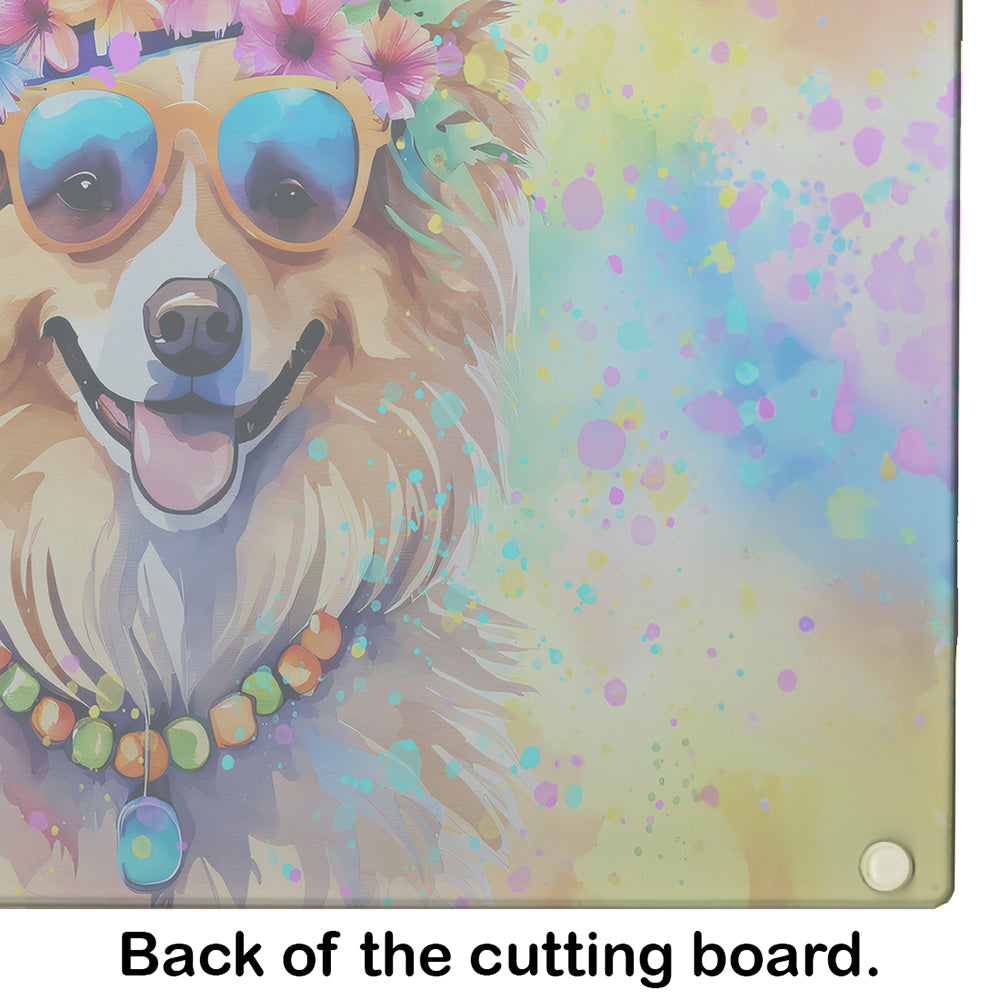 Pomeranian Hippie Dawg Glass Cutting Board