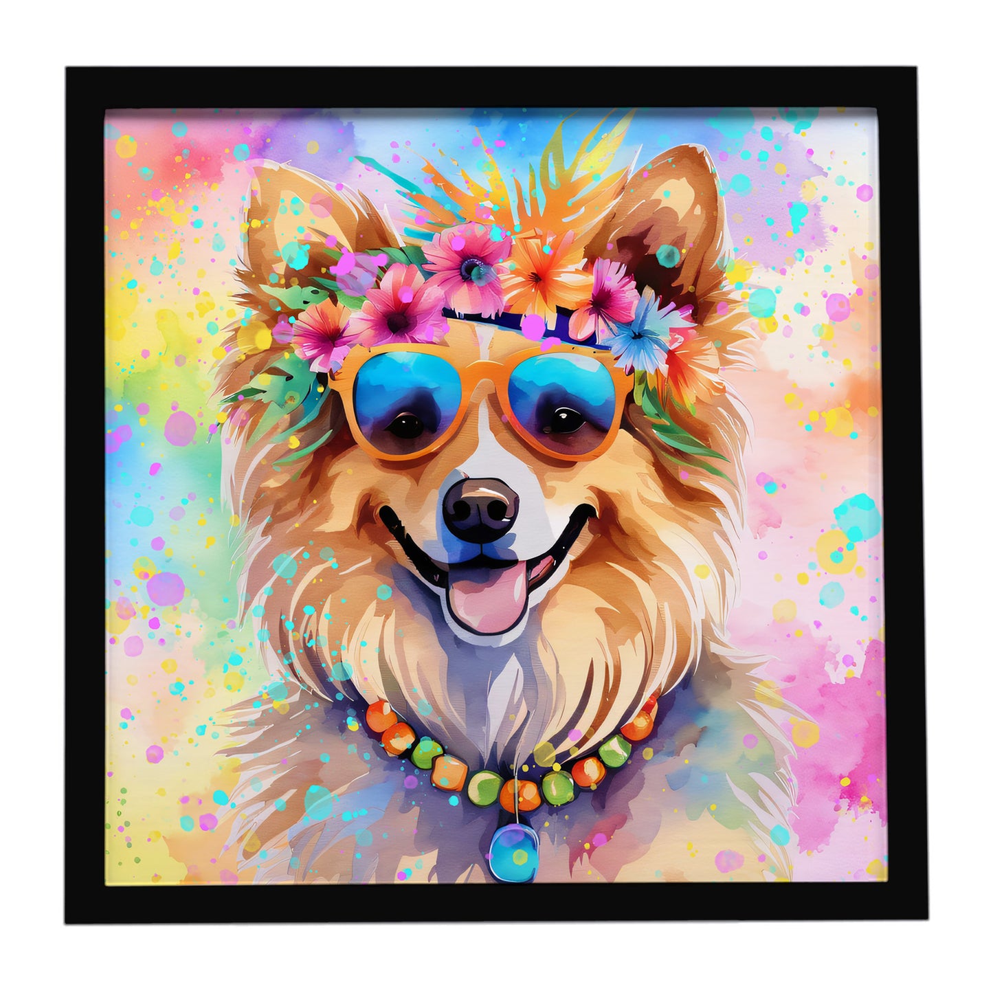 Buy this Pomeranian Hippie Dawg Framed Metal Print