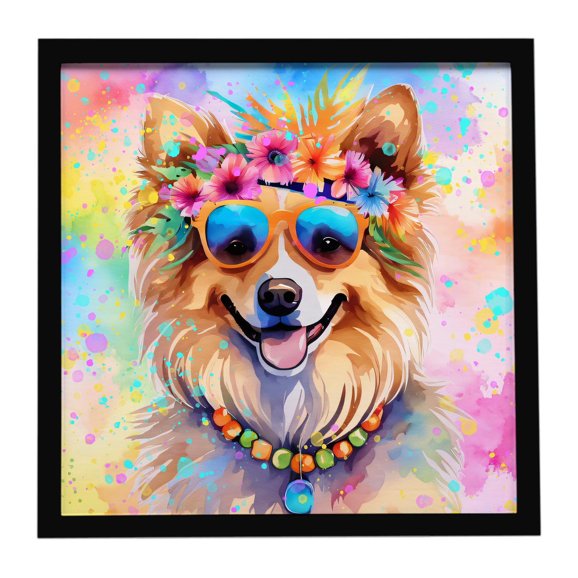 Buy this Pomeranian Hippie Dawg Framed Metal Print