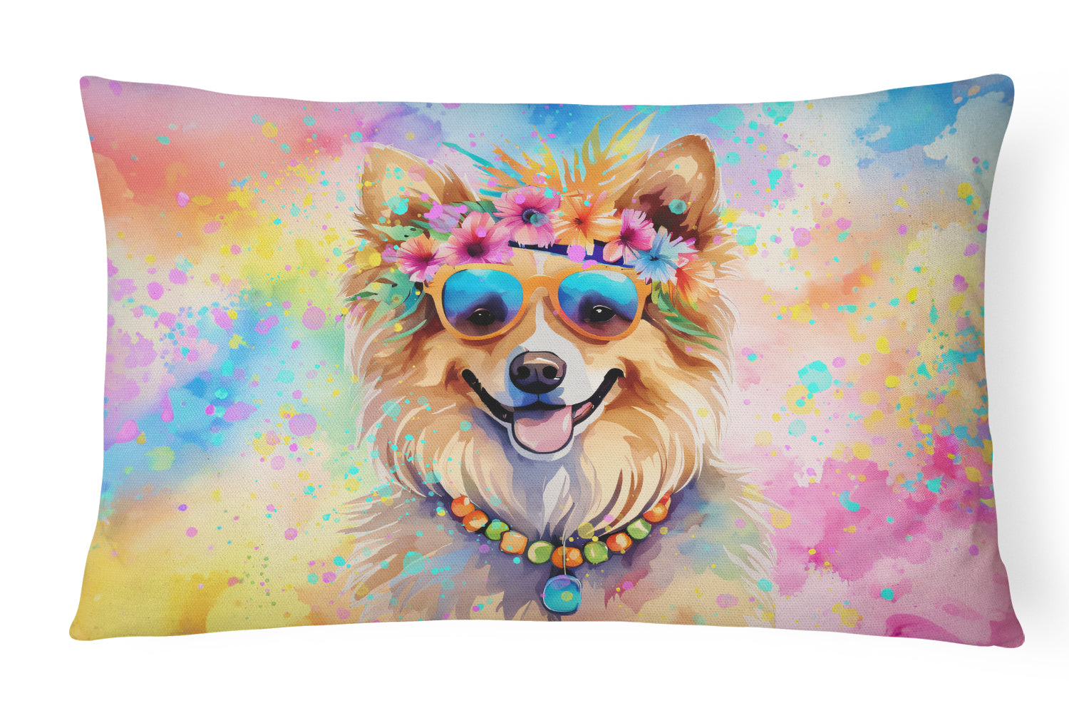 Buy this Pomeranian Hippie Dawg Throw Pillow