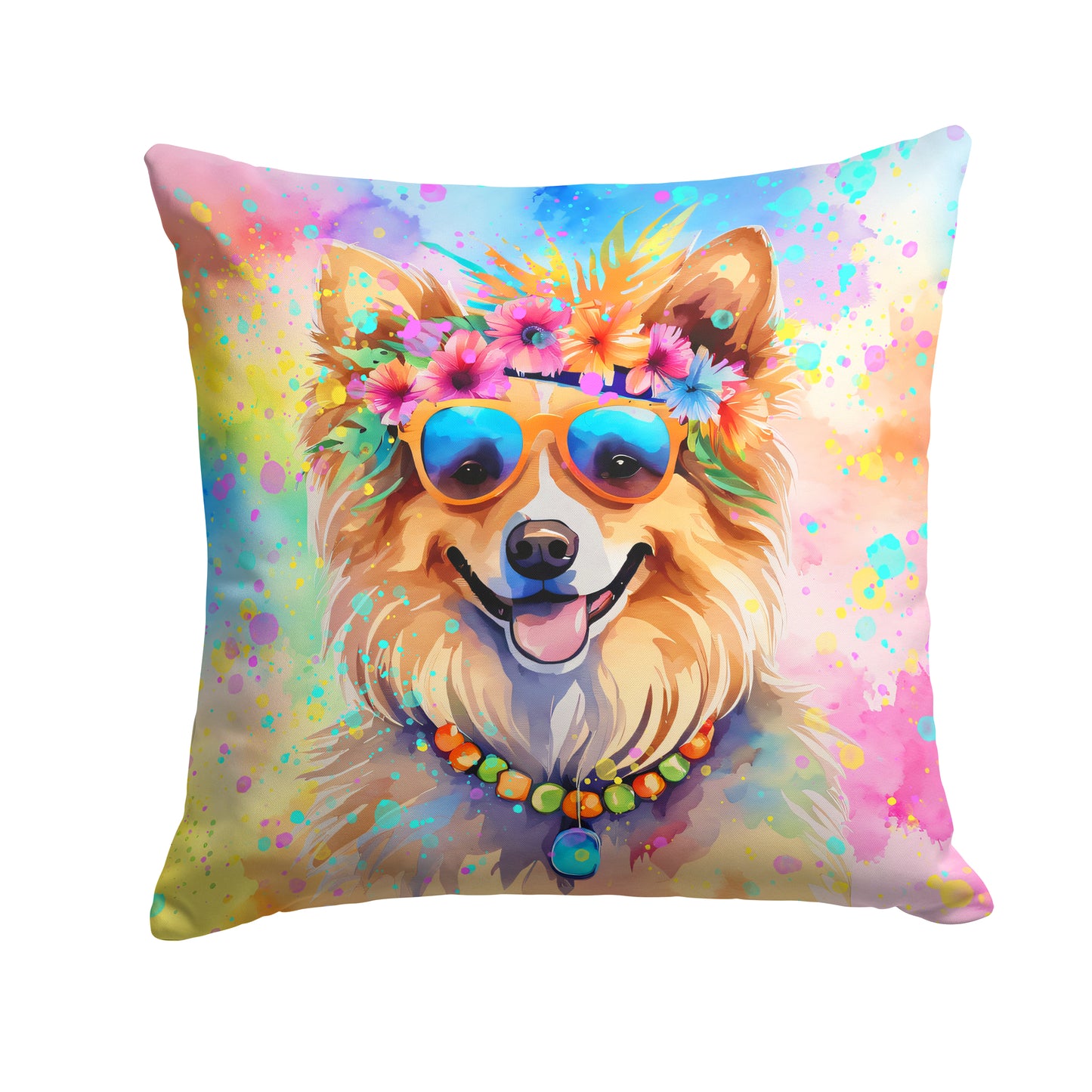 Buy this Pomeranian Hippie Dawg Throw Pillow