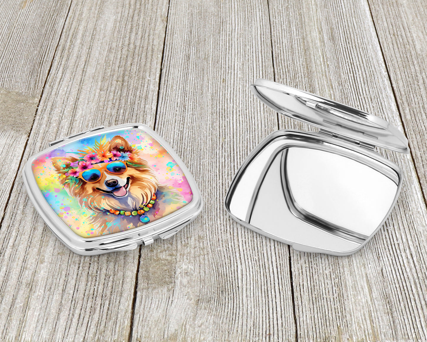 Pomeranian Hippie Dawg Compact Mirror