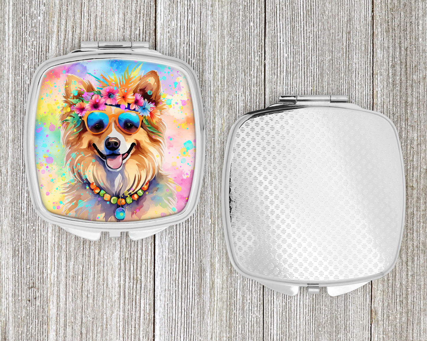 Pomeranian Hippie Dawg Compact Mirror