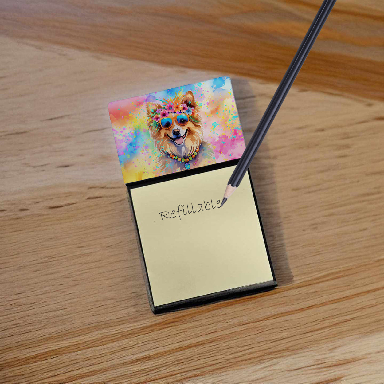 Pomeranian Hippie Dawg Sticky Note Holder