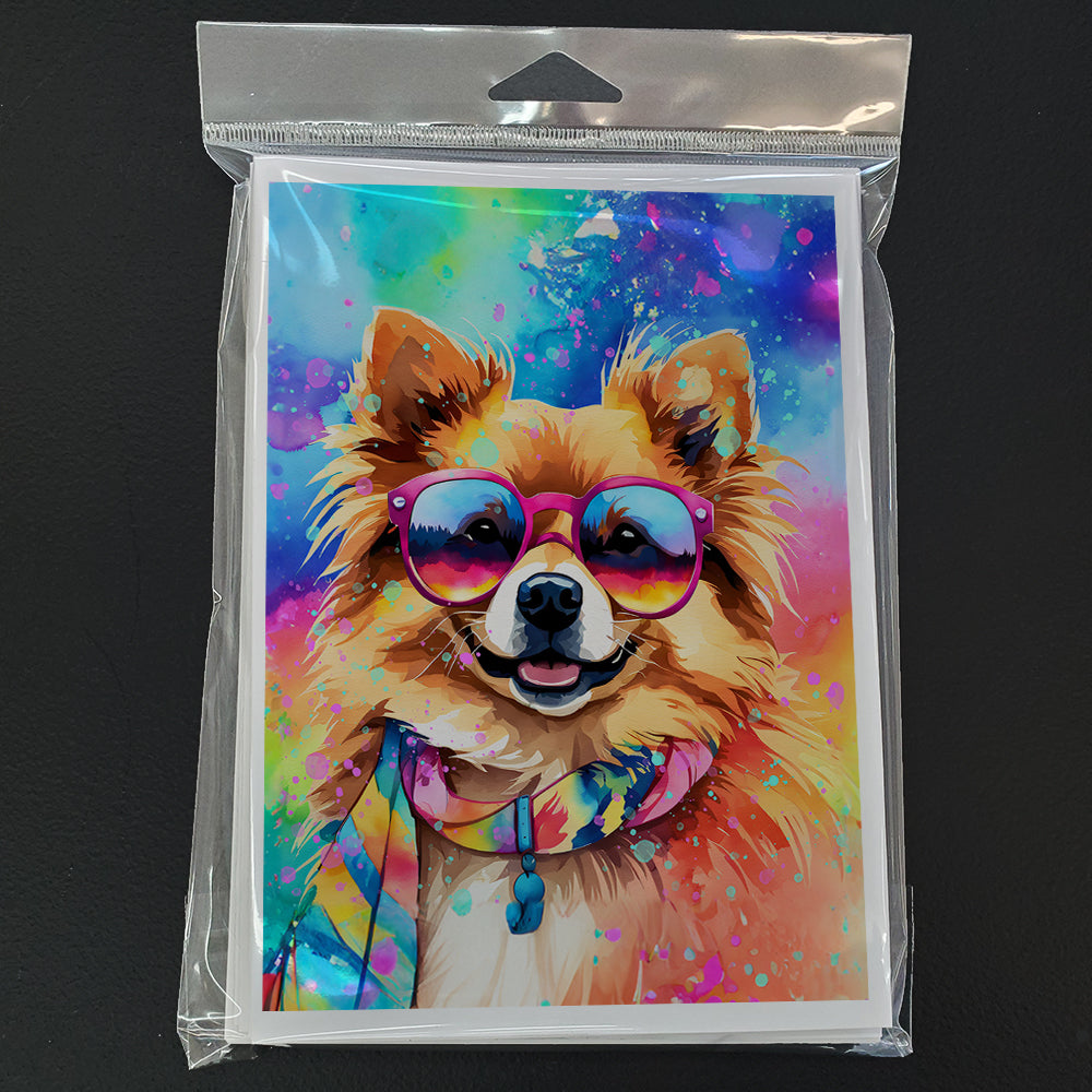 Pomeranian Hippie Dawg Greeting Cards Pack of 8