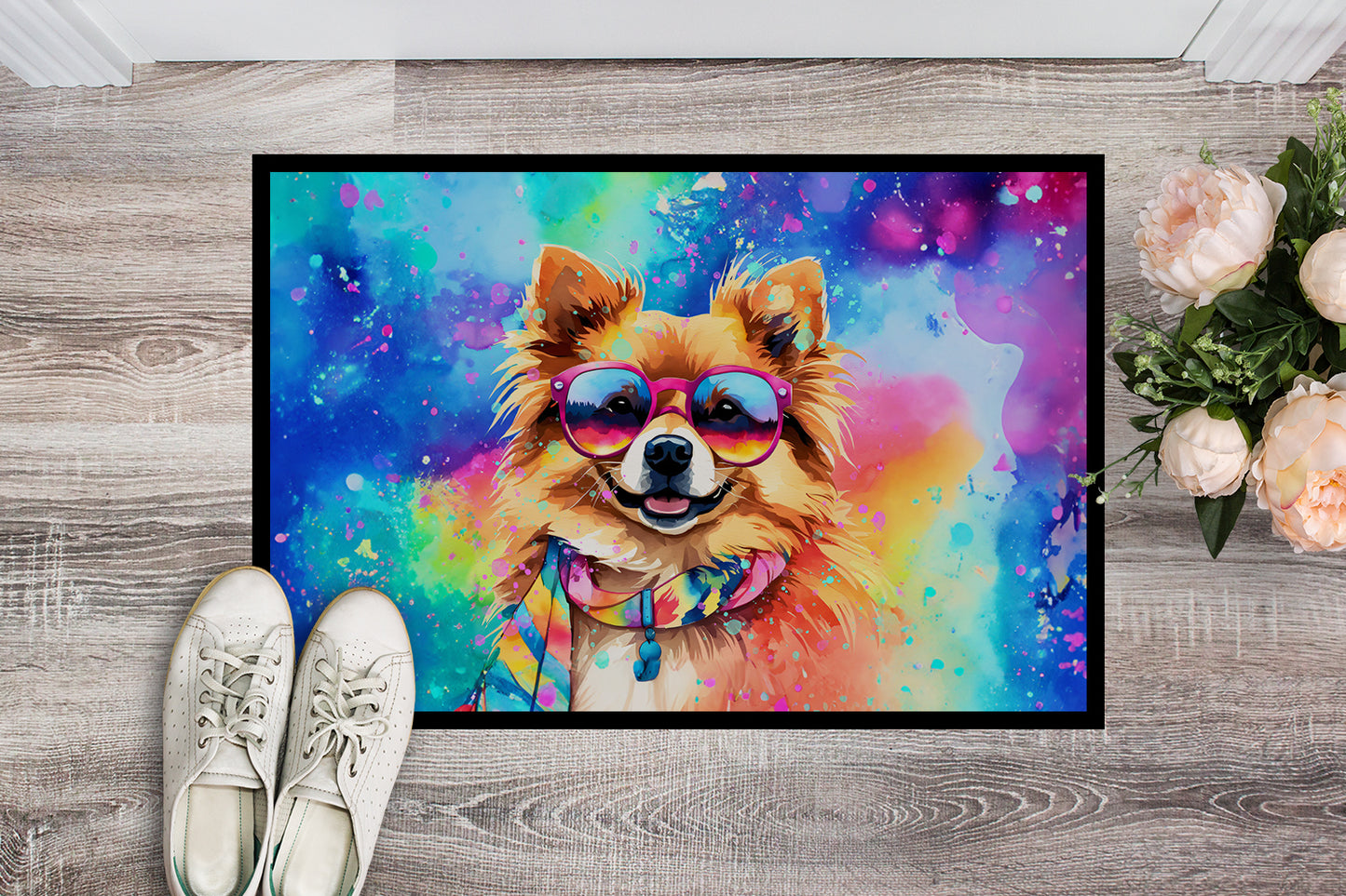 Pomeranian Hippie Dawg Doormat