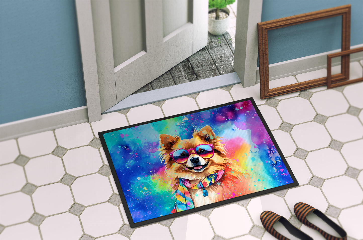 Pomeranian Hippie Dawg Doormat