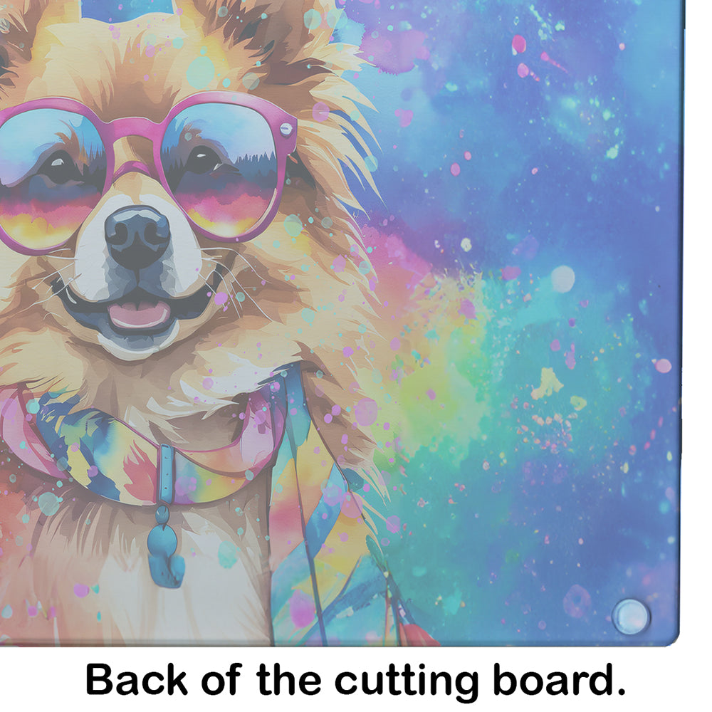 Pomeranian Hippie Dawg Glass Cutting Board