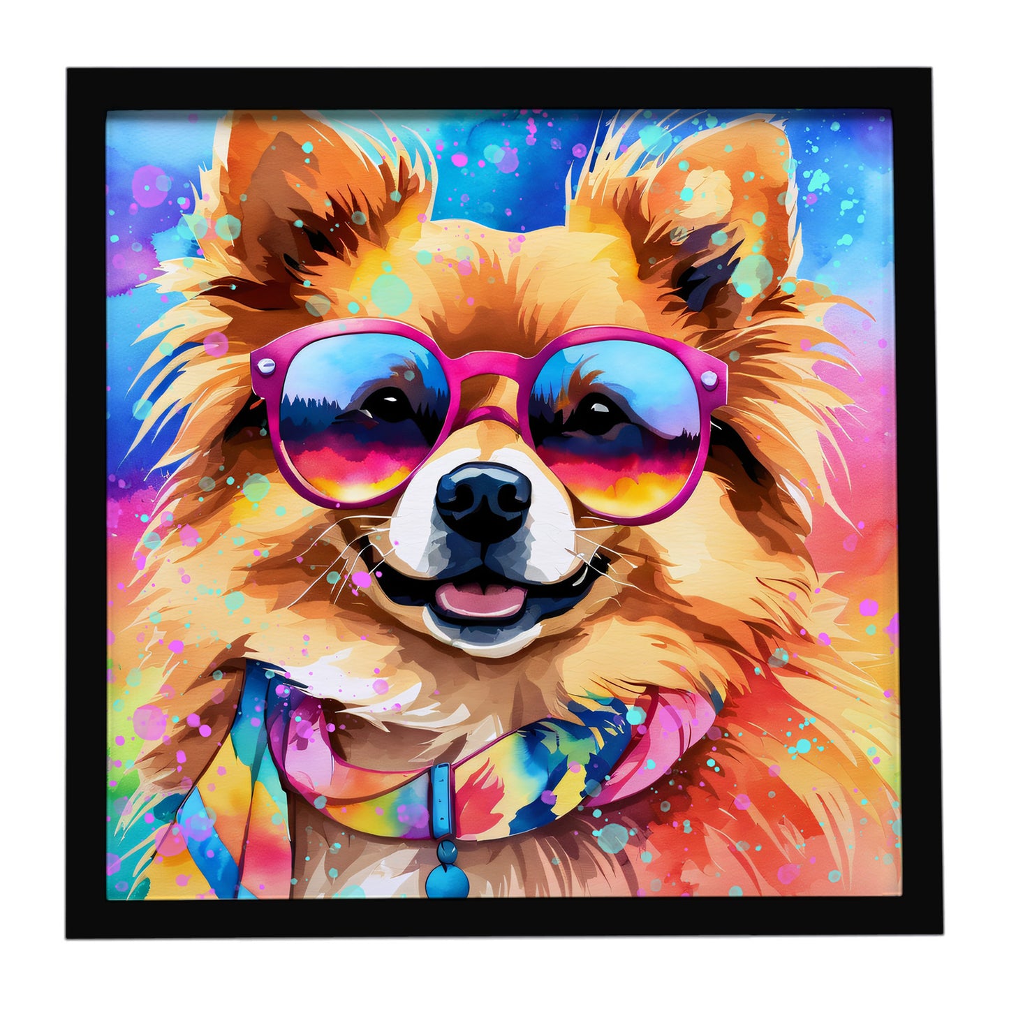 Buy this Pomeranian Hippie Dawg Framed Metal Print