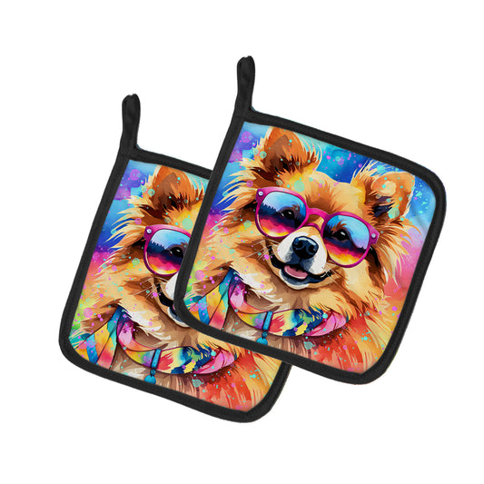 Buy this Pomeranian Hippie Dawg Pair of Pot Holders