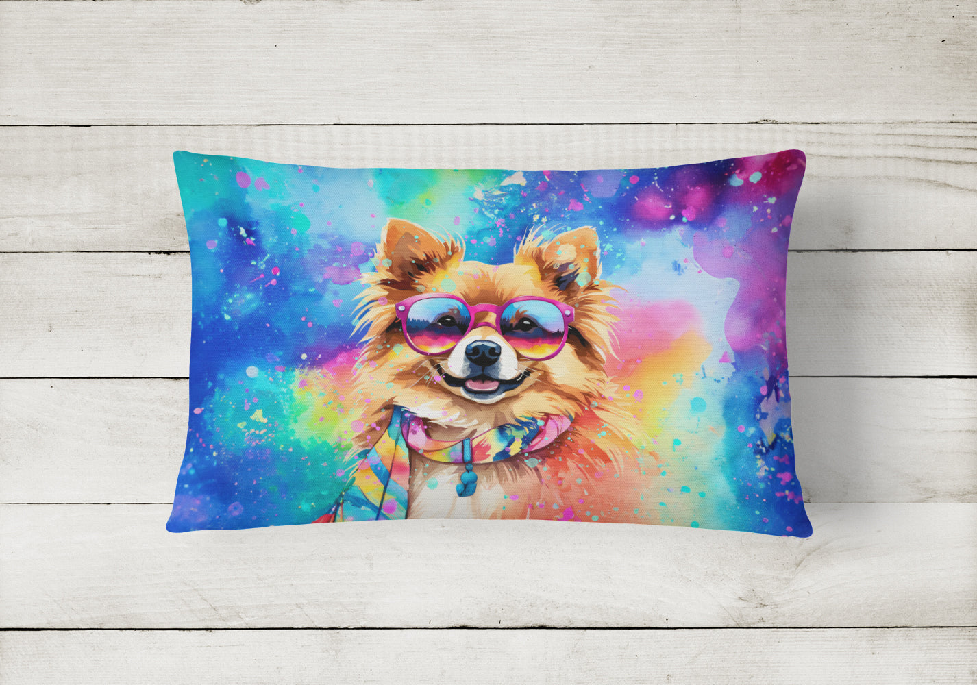 Pomeranian Hippie Dawg Throw Pillow