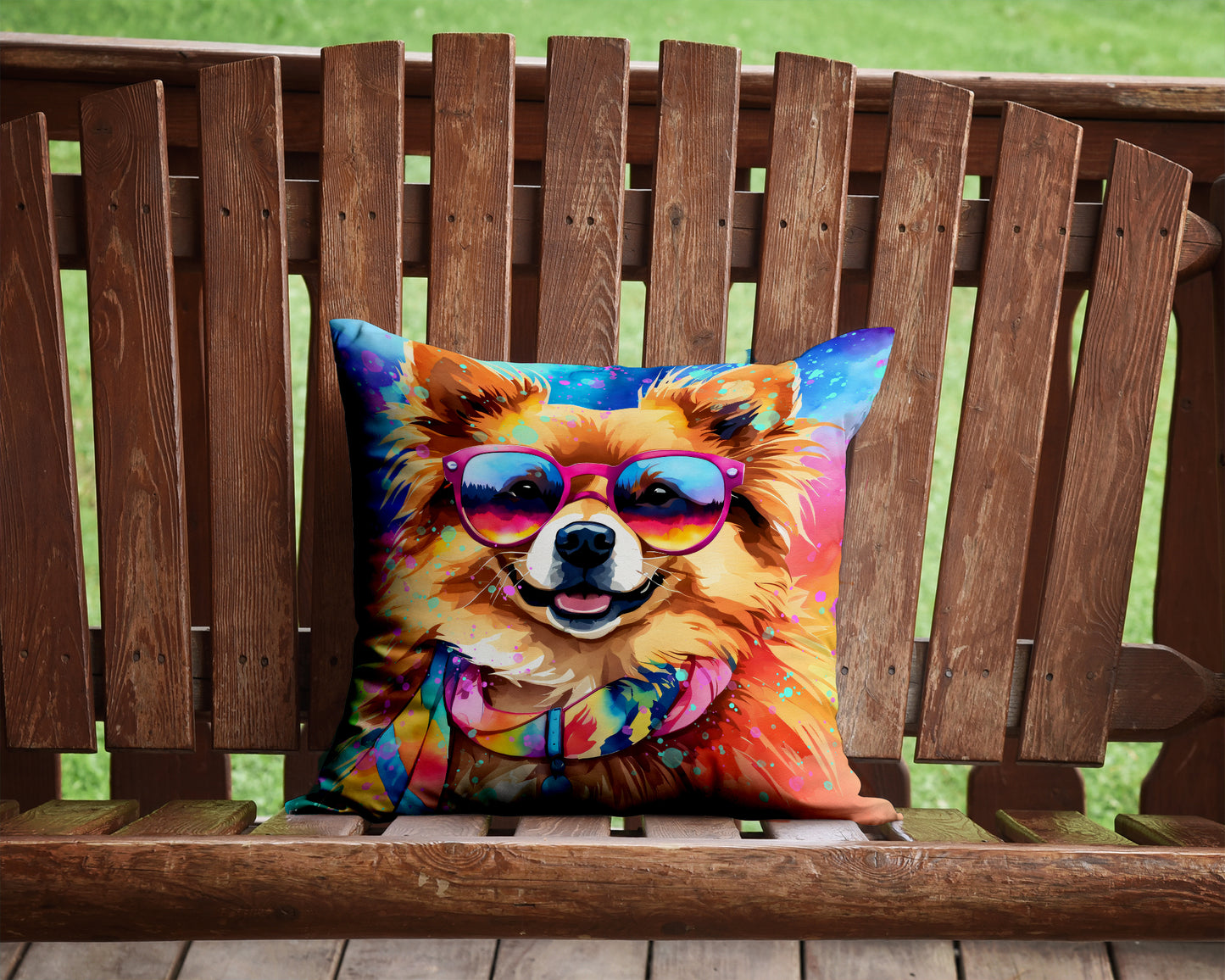 Pomeranian Hippie Dawg Throw Pillow