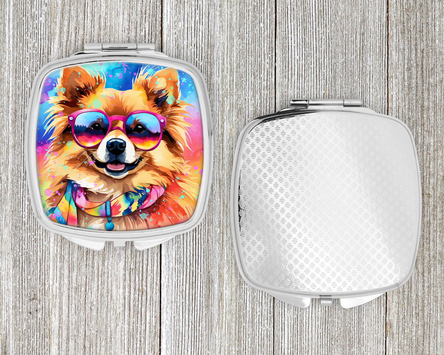 Pomeranian Hippie Dawg Compact Mirror