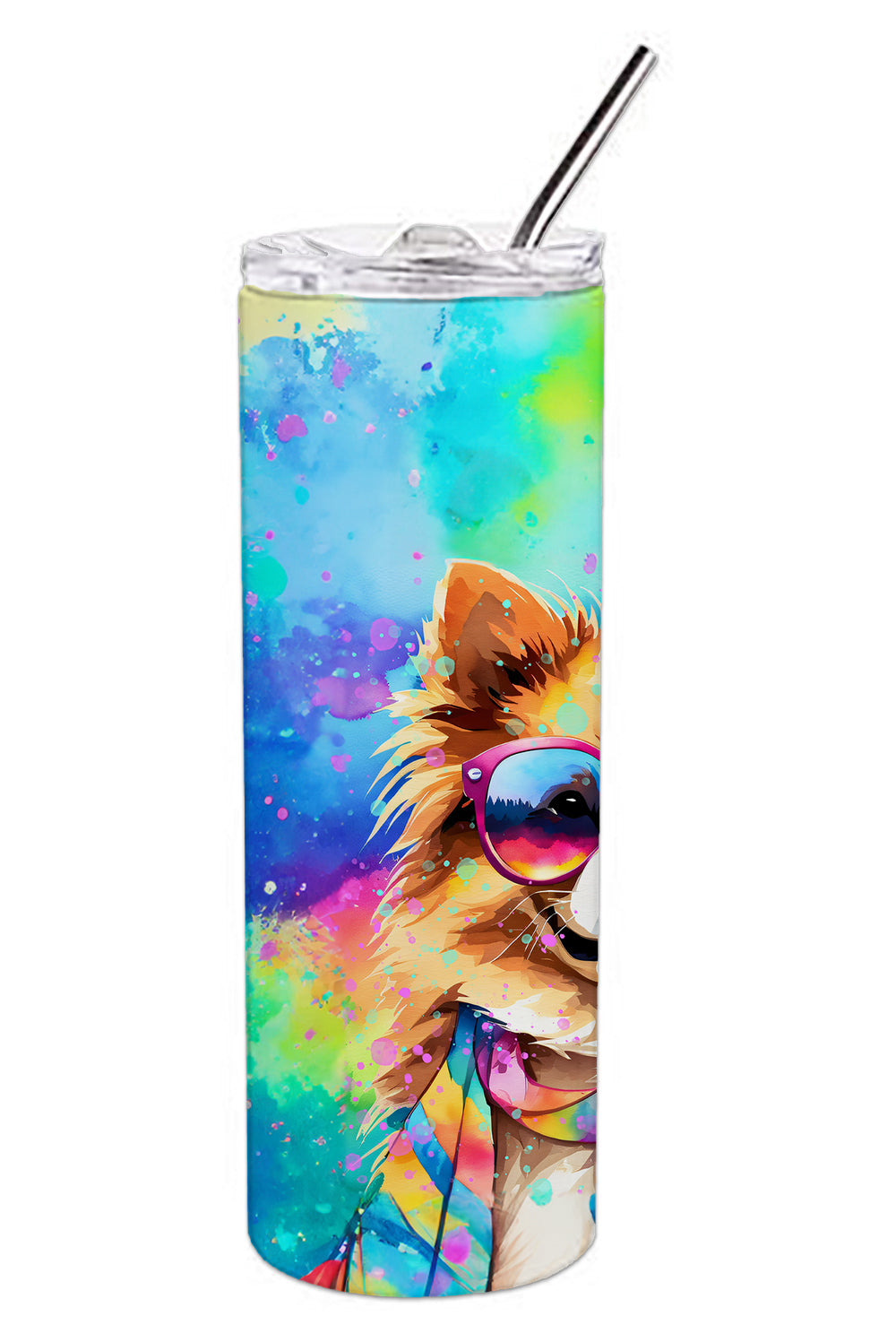 Pomeranian Hippie Dawg Stainless Steel Skinny Tumbler