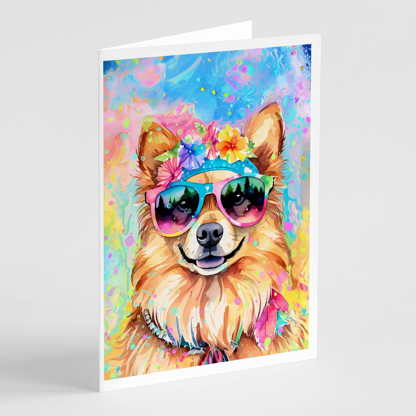 Buy this Pomeranian Hippie Dawg Greeting Cards Pack of 8