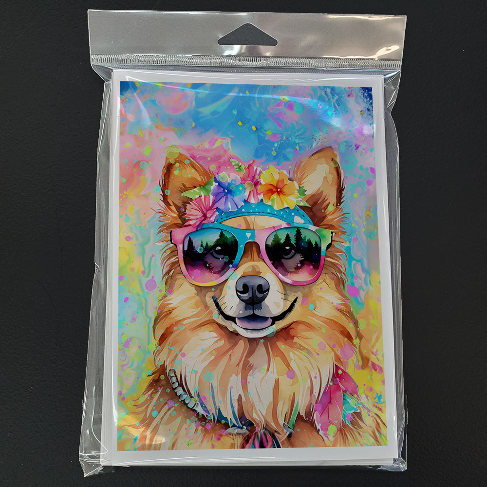 Pomeranian Hippie Dawg Greeting Cards Pack of 8