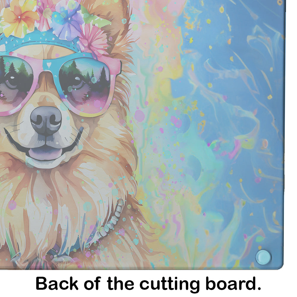 Pomeranian Hippie Dawg Glass Cutting Board