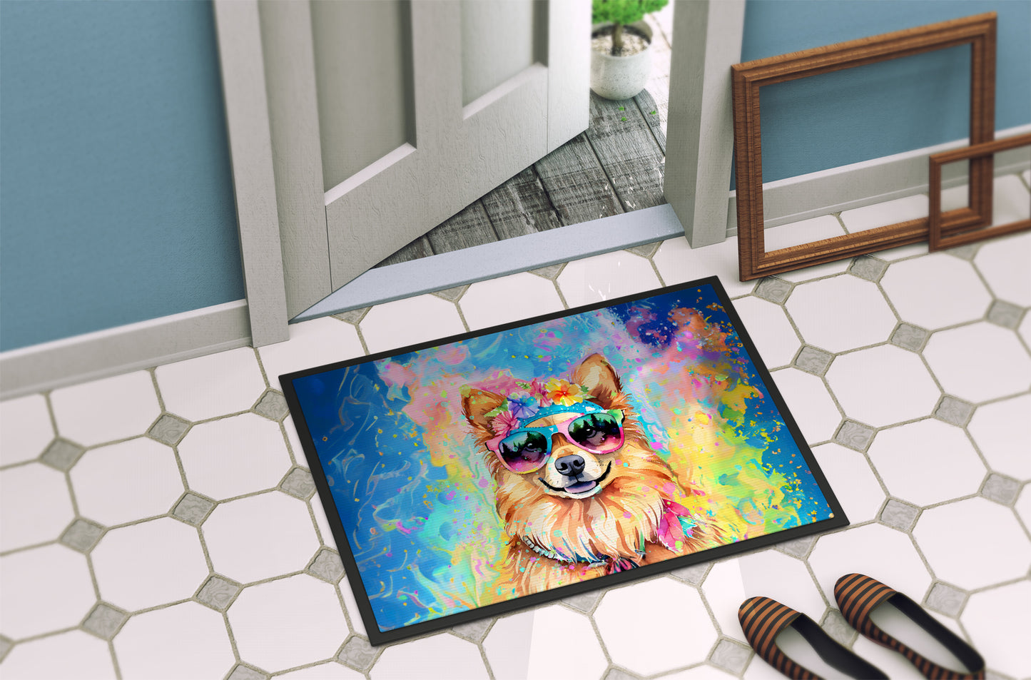 Pomeranian Hippie Dawg Doormat