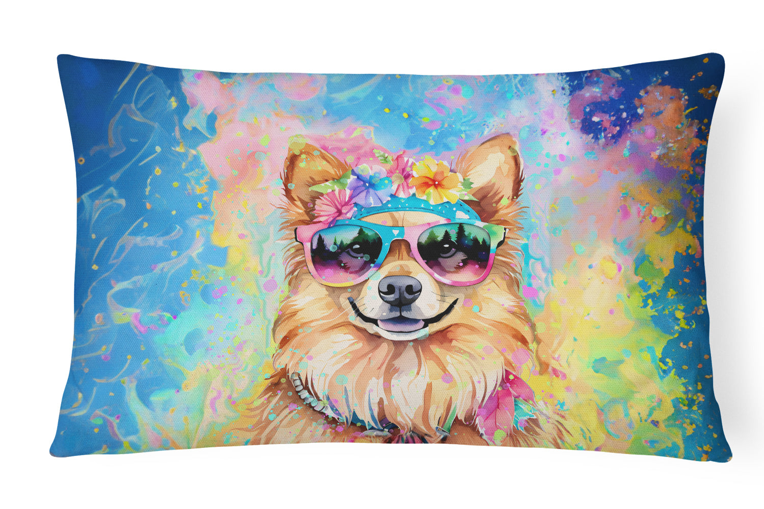 Buy this Pomeranian Hippie Dawg Throw Pillow