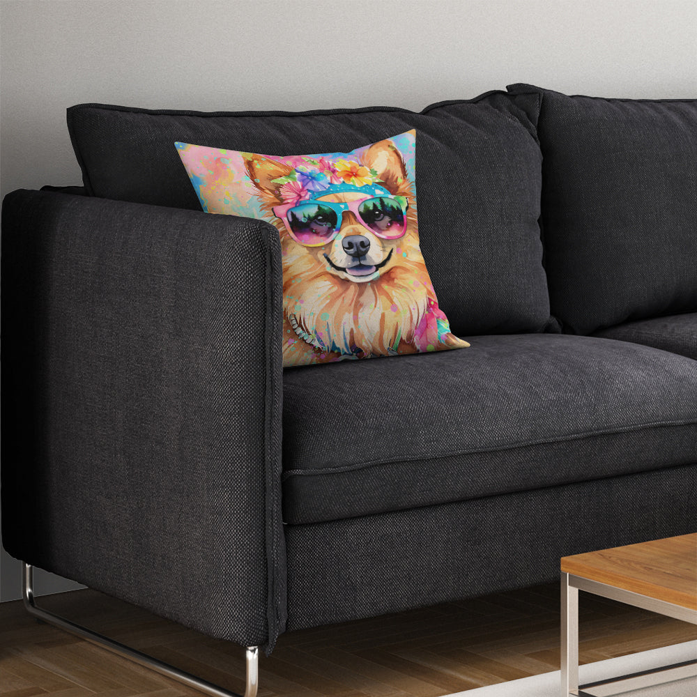 Pomeranian Hippie Dawg Throw Pillow