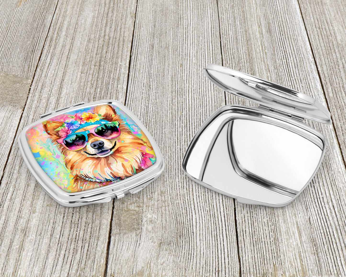 Pomeranian Hippie Dawg Compact Mirror