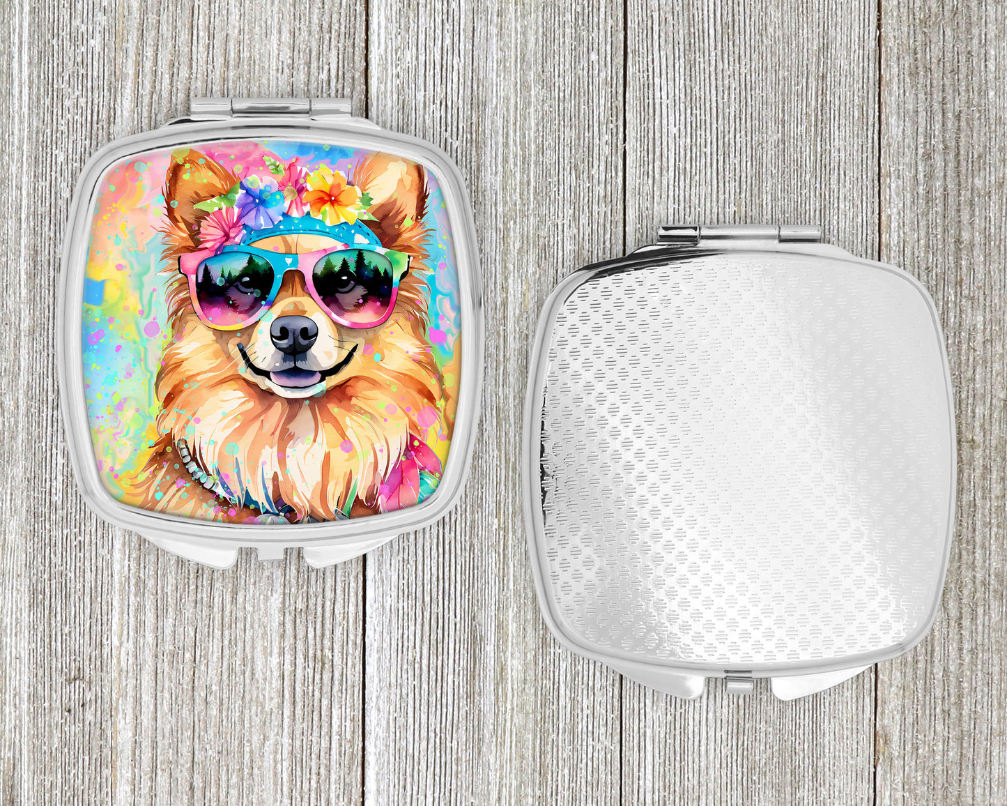 Pomeranian Hippie Dawg Compact Mirror