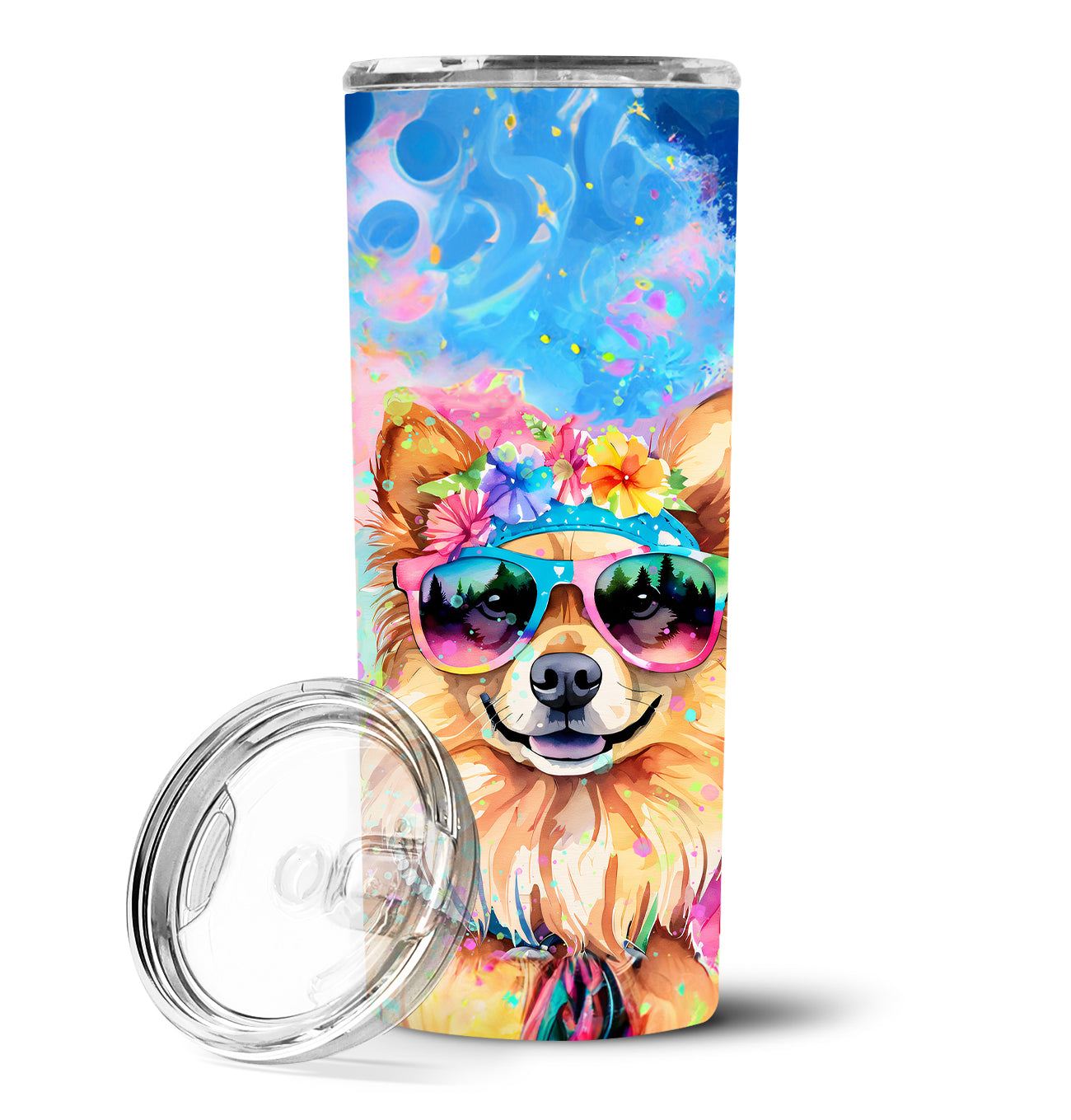 Buy this Pomeranian Hippie Dawg Stainless Steel Skinny Tumbler