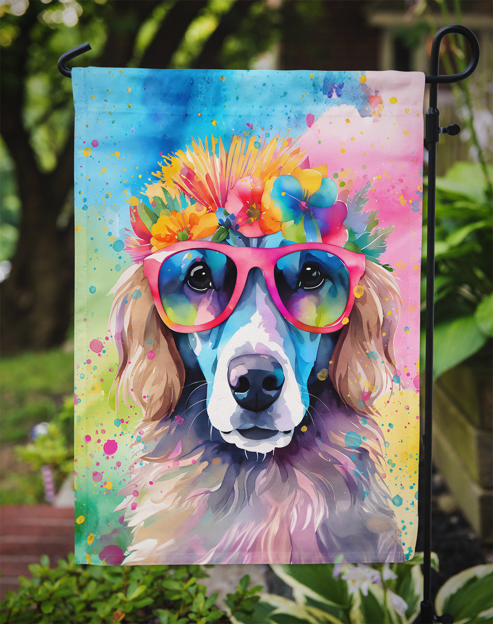 Poodle Hippie Dawg Garden Flag