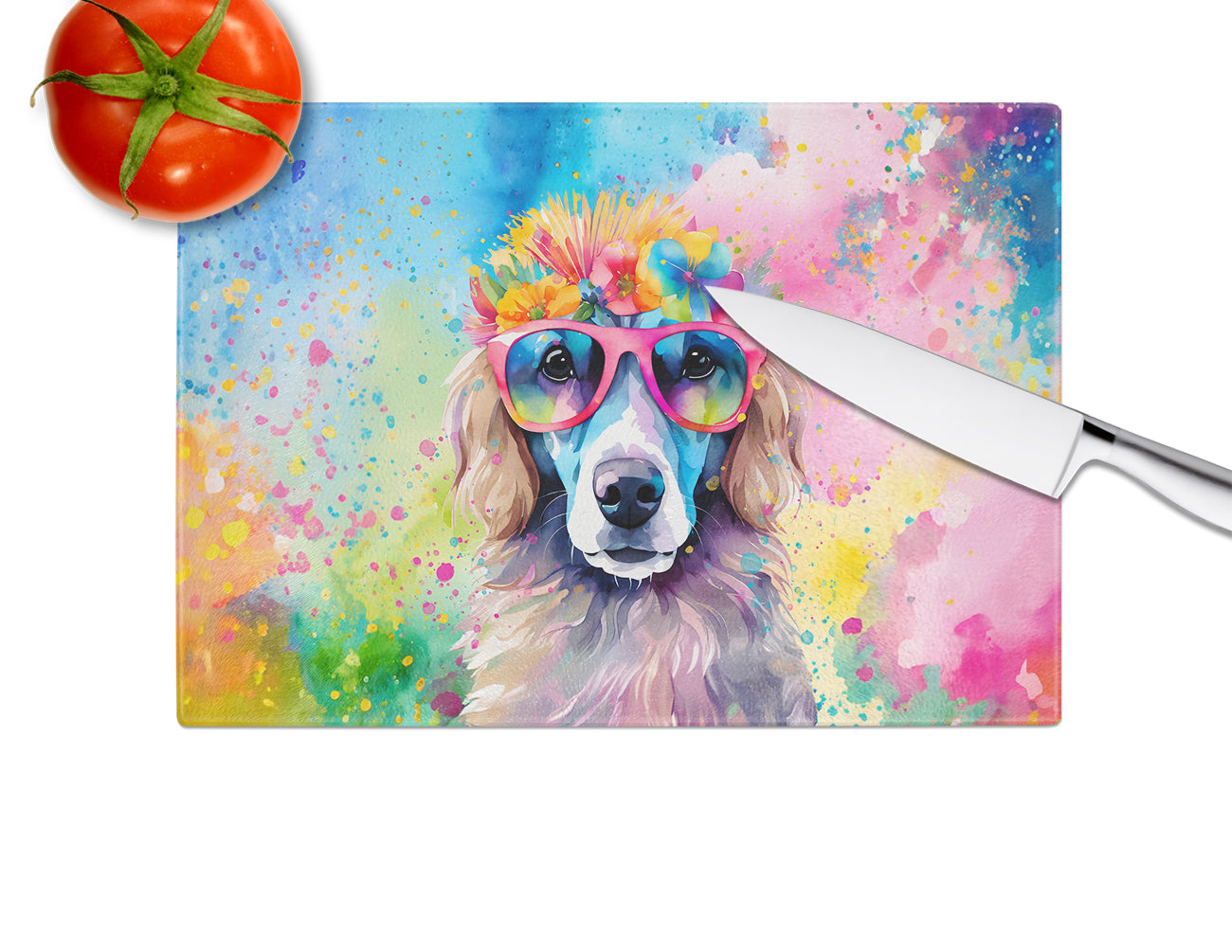 Poodle Hippie Dawg Glass Cutting Board