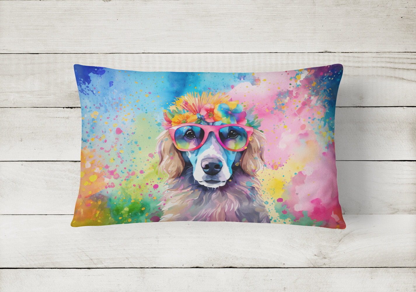 Poodle Hippie Dawg Throw Pillow