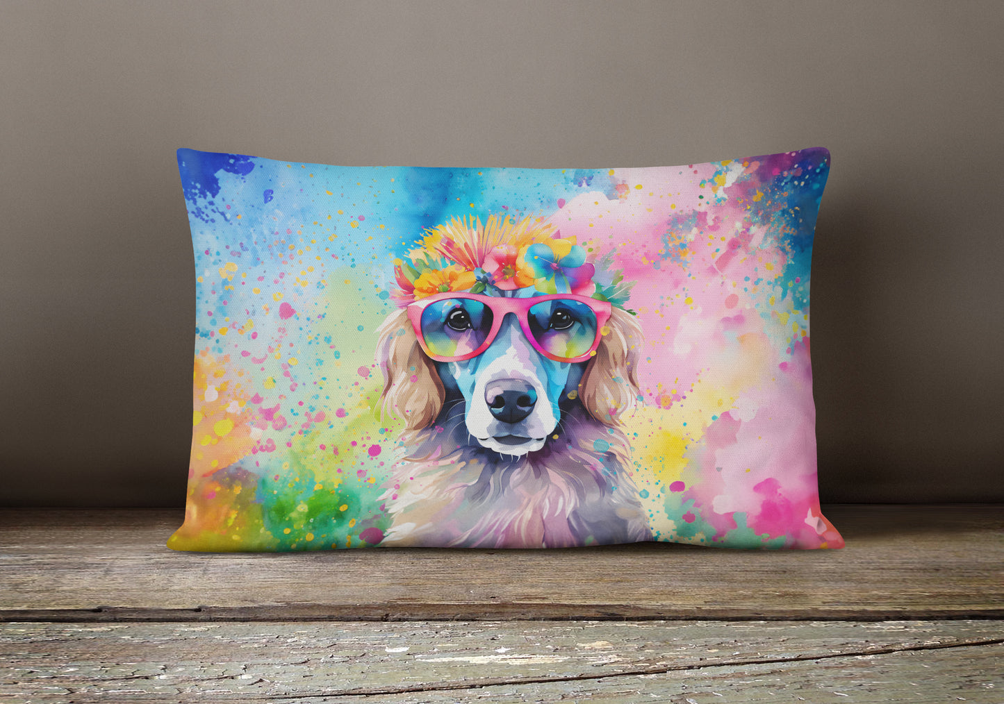 Poodle Hippie Dawg Throw Pillow