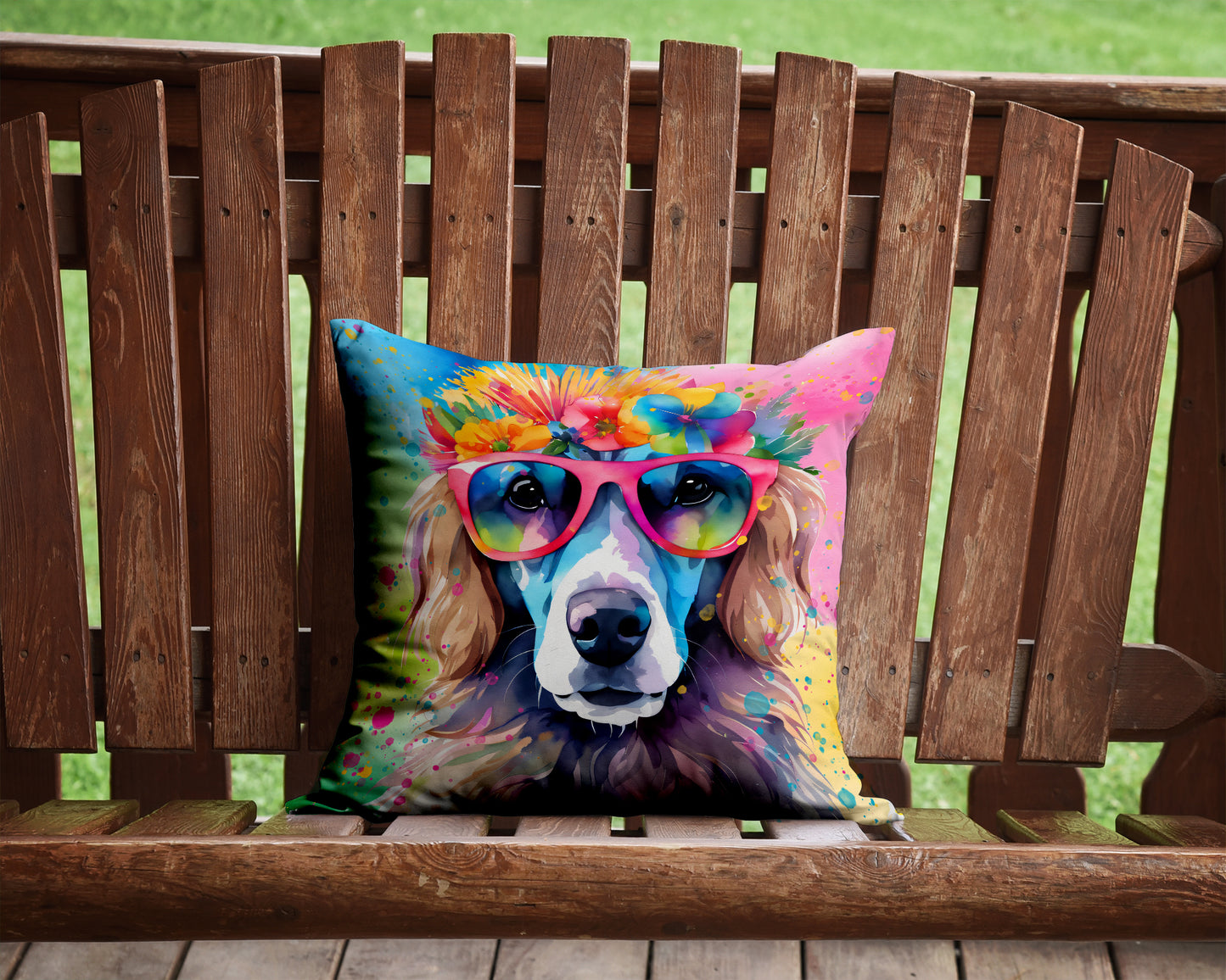 Poodle Hippie Dawg Throw Pillow