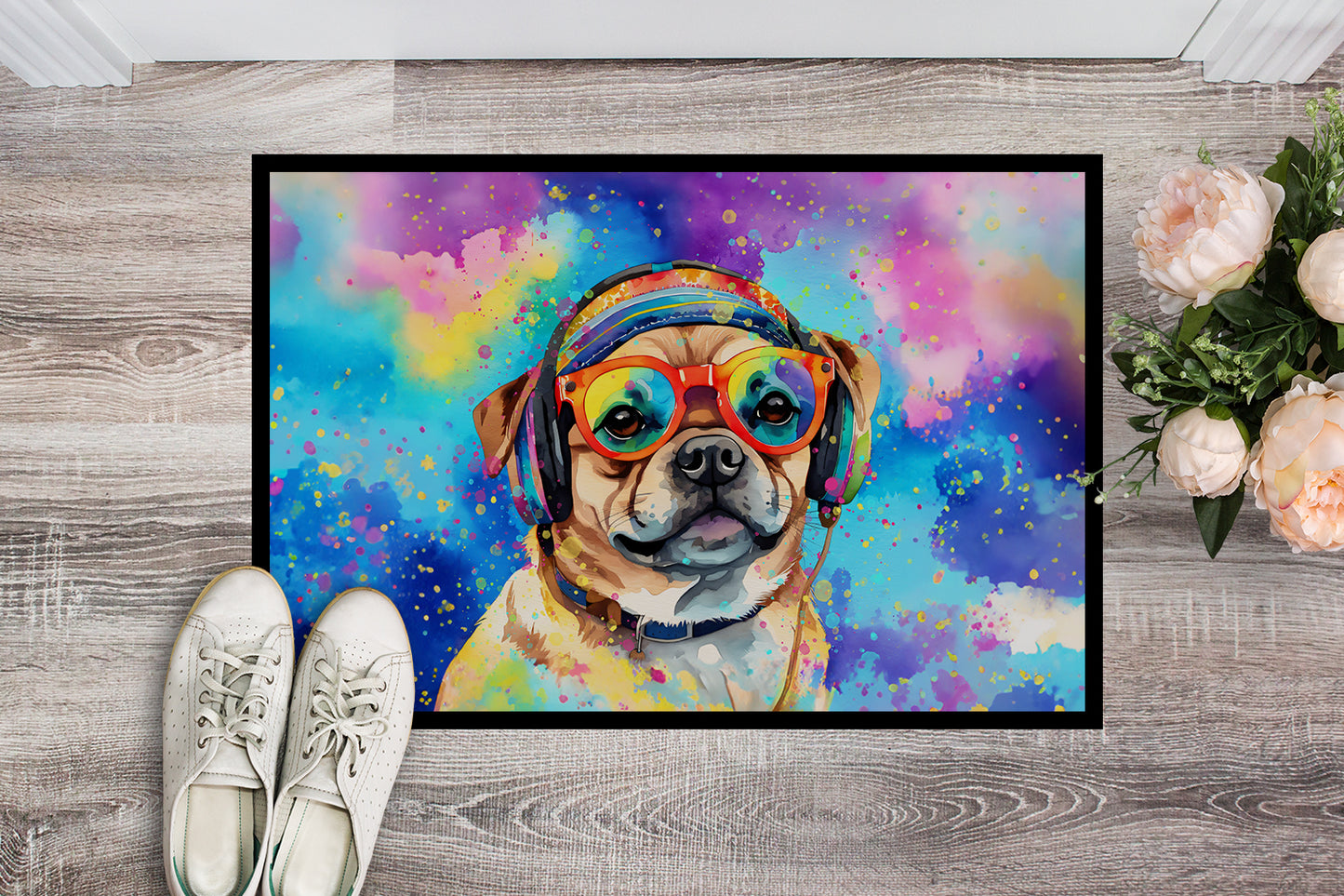 Pug Hippie Dawg Doormat