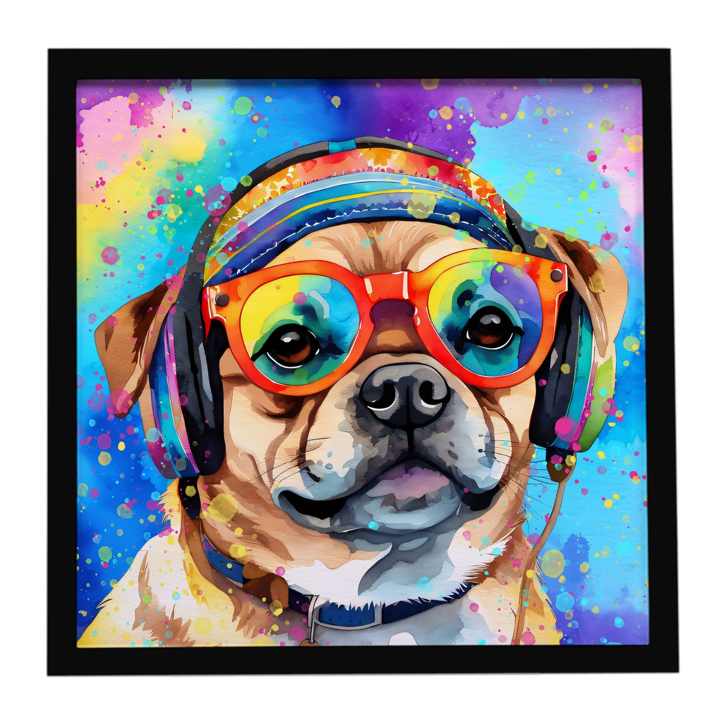 Buy this Pug Hippie Dawg Framed Metal Print