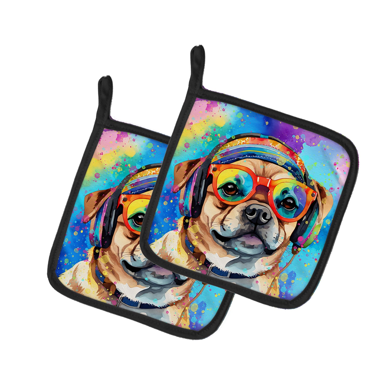 Buy this Pug Hippie Dawg Pair of Pot Holders