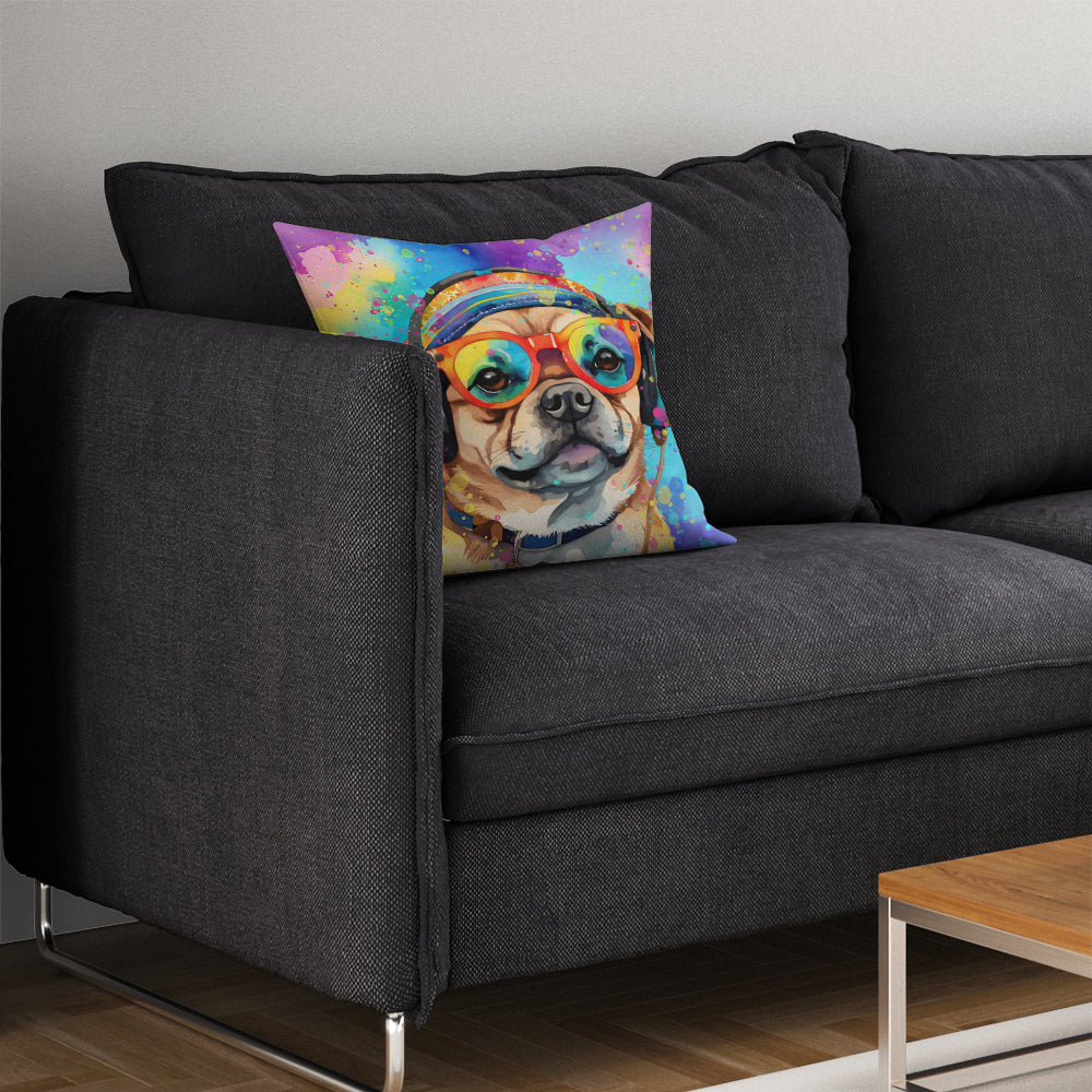 Pug Hippie Dawg Throw Pillow