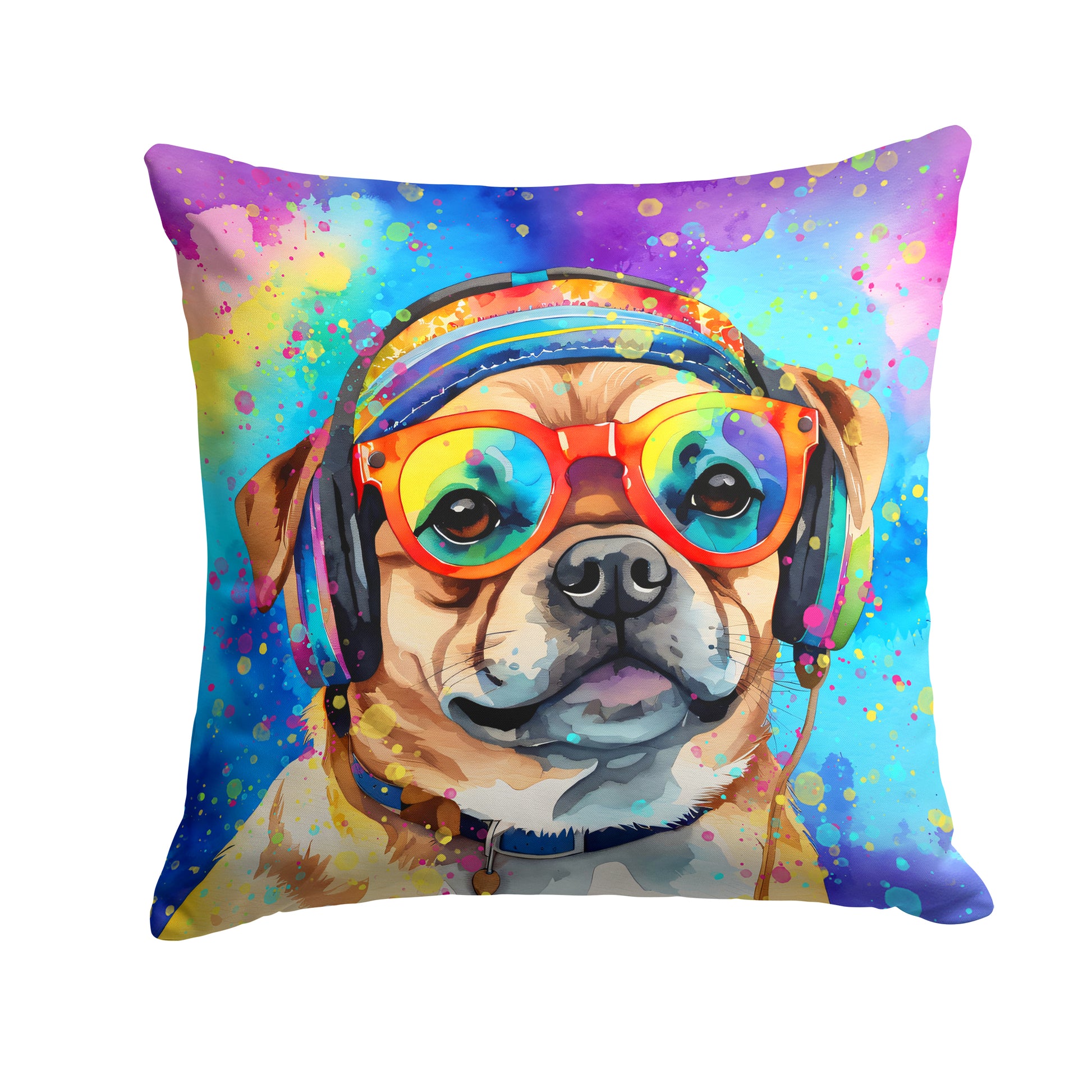 Buy this Pug Hippie Dawg Throw Pillow