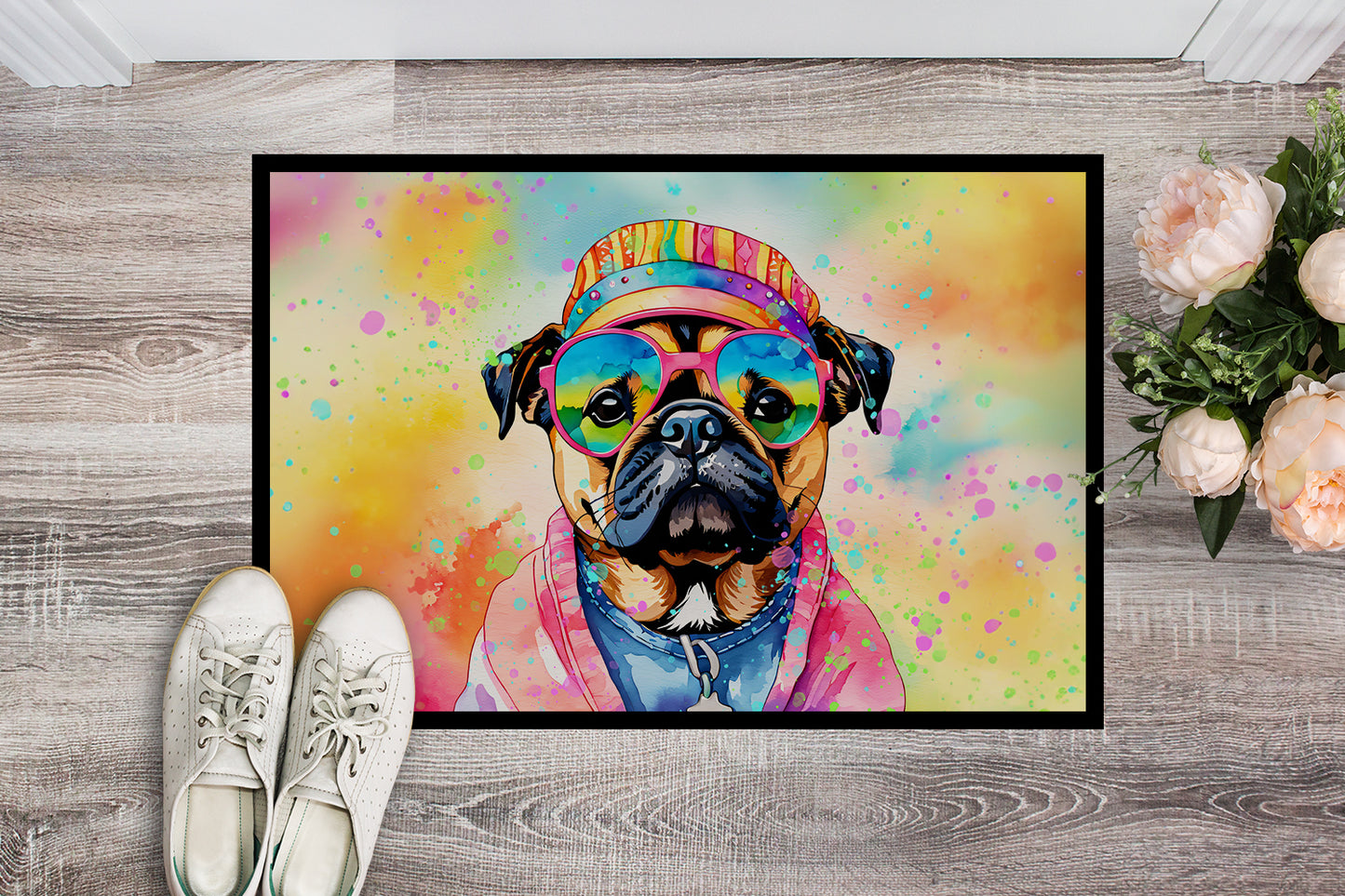 Pug Hippie Dawg Doormat